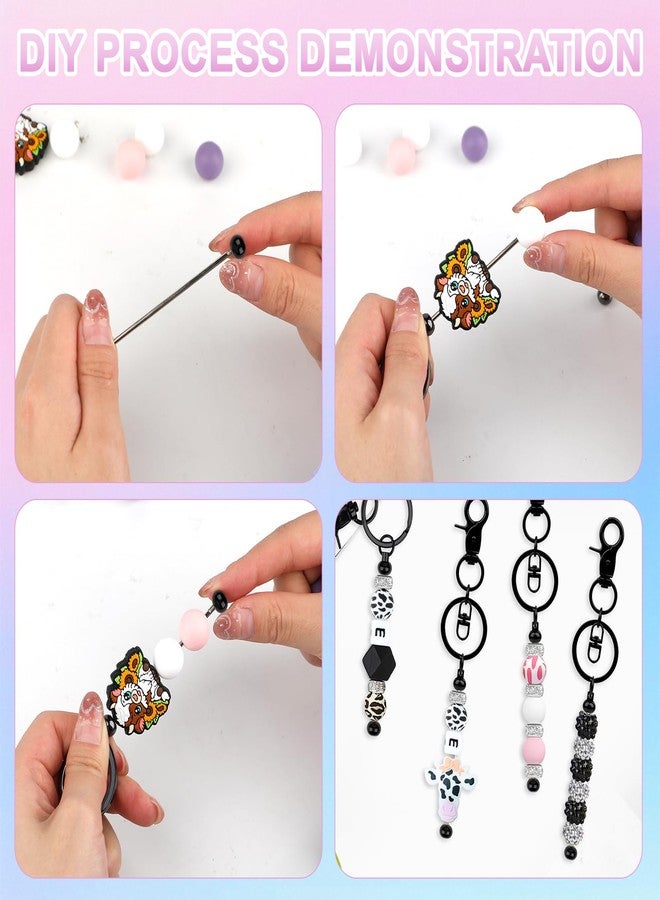 Resflyar 14 PCS Beadable Keychain Bars, Black Blank Keychains for Beads, Metal Keychains Bars Suitable for Bead Keychain, Beaded Key Chain Making Kit for DIY Gift - Image 4